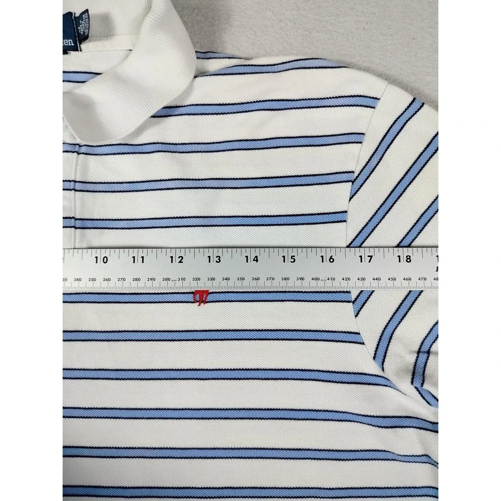Vintage Polo By Ralph Lauren Polo Shirt Mens XL White Blue Stripe Pony Preppy